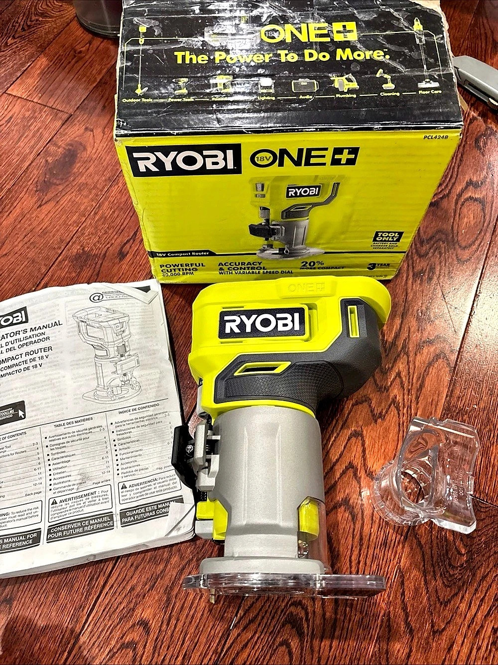 RYOBI PCL424B 18V ONE+ Cordless Router Kit Green Like New